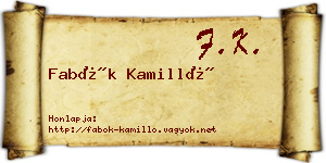 Fabók Kamilló névjegykártya